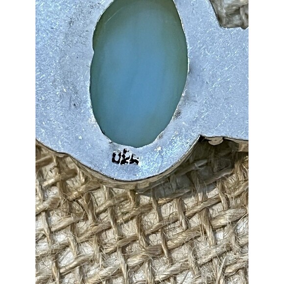 Artisan Signed Larimar & Pearl Sterling Silver Pendant Boho Southwestern - Picture 6 of 10